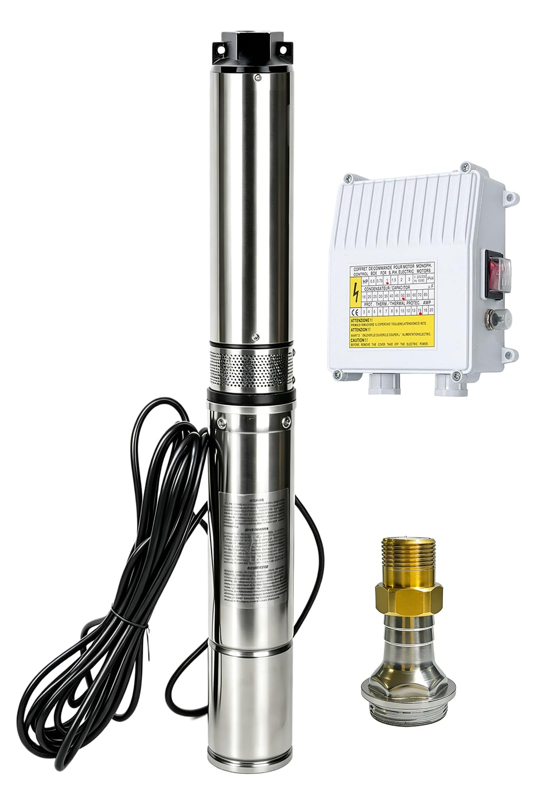 4" Deep Well Pump 110v Submersible Well Pump with Control Box with 50ft Power Cord Stainless Steel