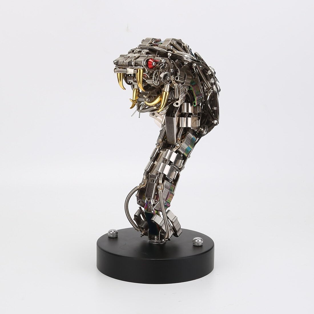 3D Metal Puzzle Half-Body Serpent Model Kit, 400PCS DIY Assemble Steampunk Bio-Mechanical Half-Body Serpent with LED Lights, Creative Handcrafted Art Craft Desktop Display & Decoration for Adults