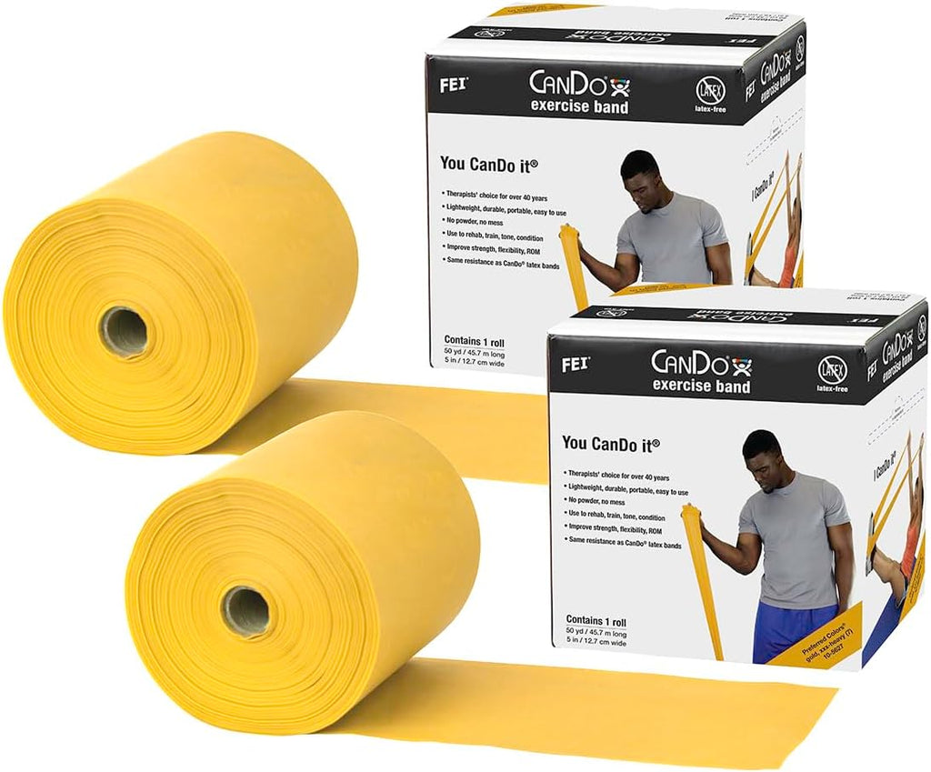 CanDo Twin-Pak Latex-Free Exercise Band, Red, 100 Yard