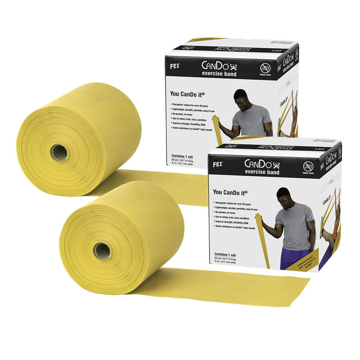 CanDo Twin-Pak Latex-Free Exercise Band, Tan, 100 Yard