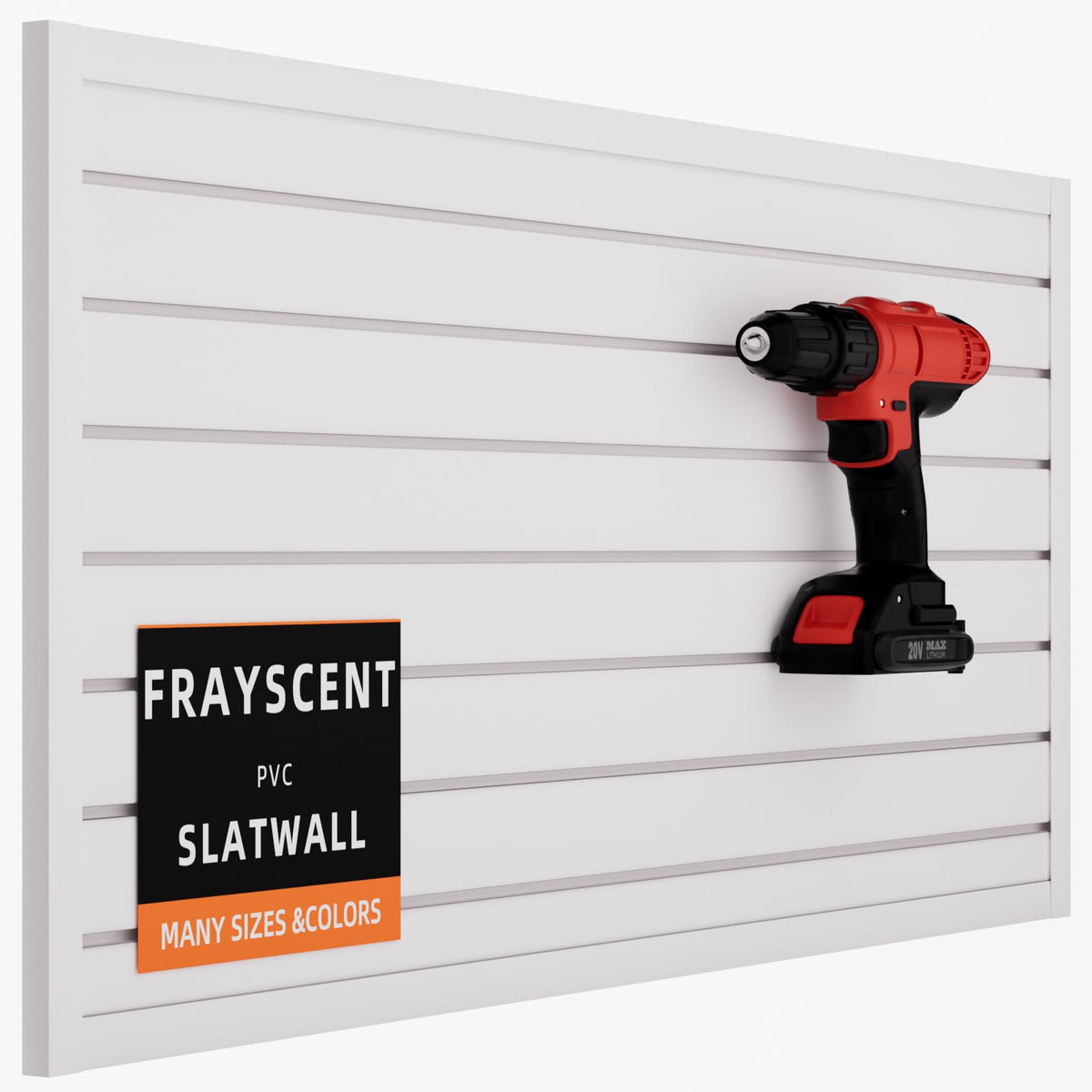 FRAYSCENT Slat Wall Paneling Garage Slat Wall Storage Systems Slatwall Panels Power Tool Organizer Wall Mount, PVC Garage Storage & Organization Products Slate Board (Black, 4ft x 8ft)