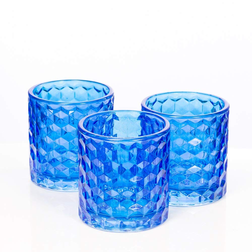 Richland Blue Chunky Honeycomb Glass Votive & Tealight Candle Holder Set of 48