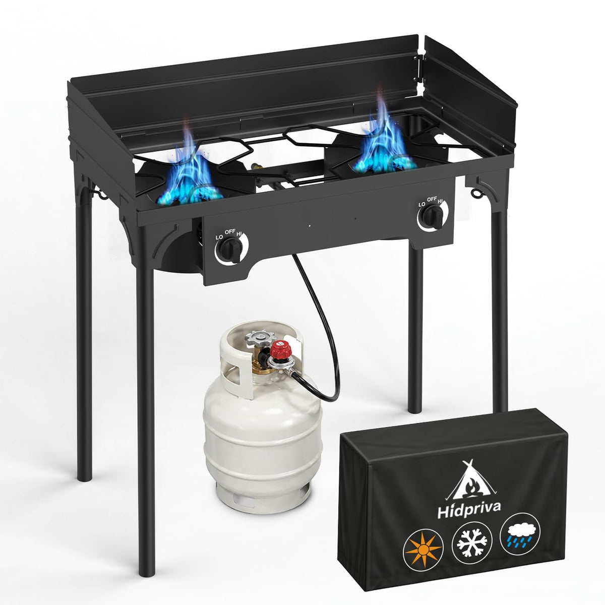 3 Burner Propane Gas Stove with Dustproof Cover