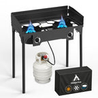 2 Burner Propane Gas Stove with Dustproof Cover