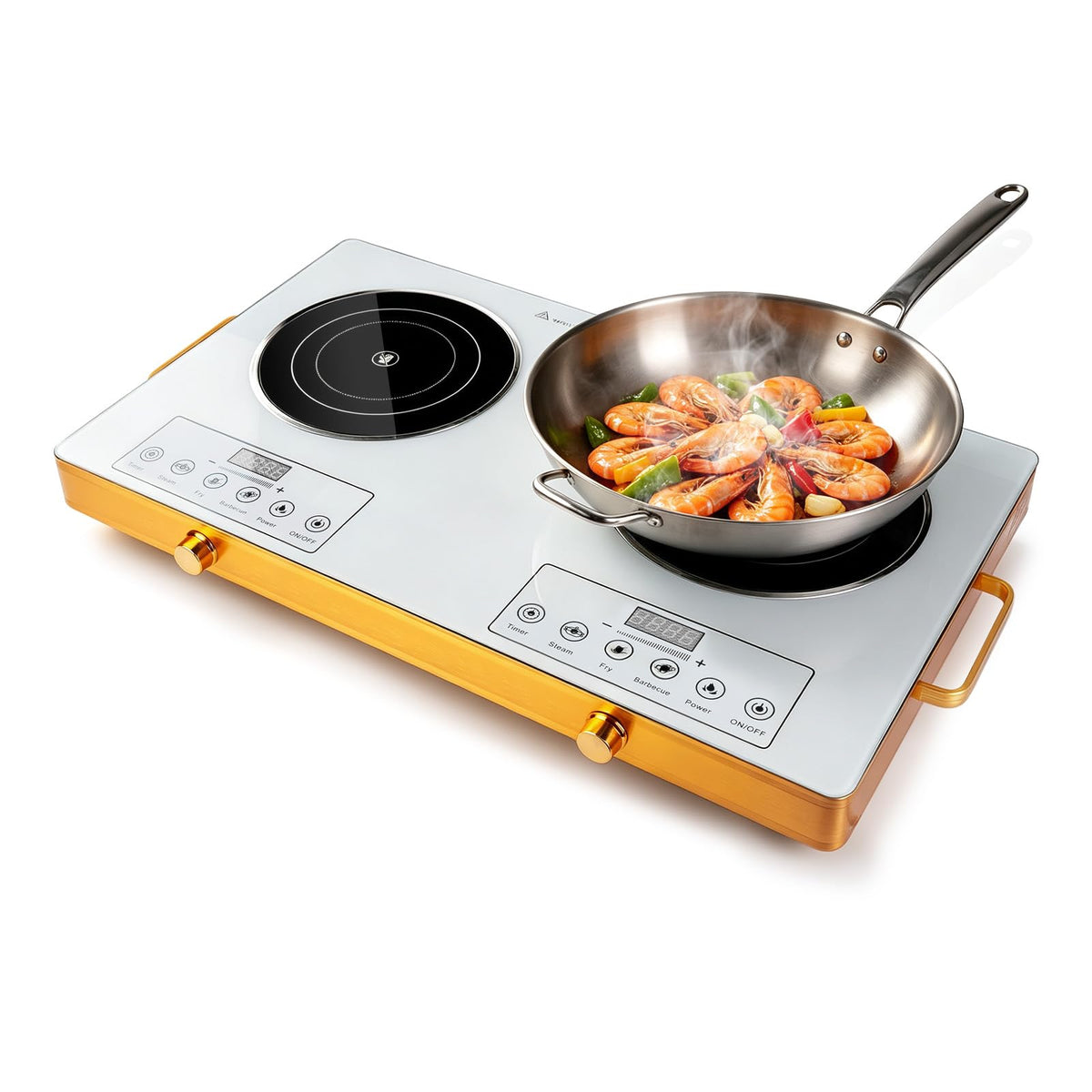 Electric Countertop Single Burner, 3500W Ceramic Cooktop with Crystal Glass Hot Plate & Stay Cool Handles, 12 Level Temperature Control, LED Display, Touch Control, Cooking Stove for Home Camping RV
