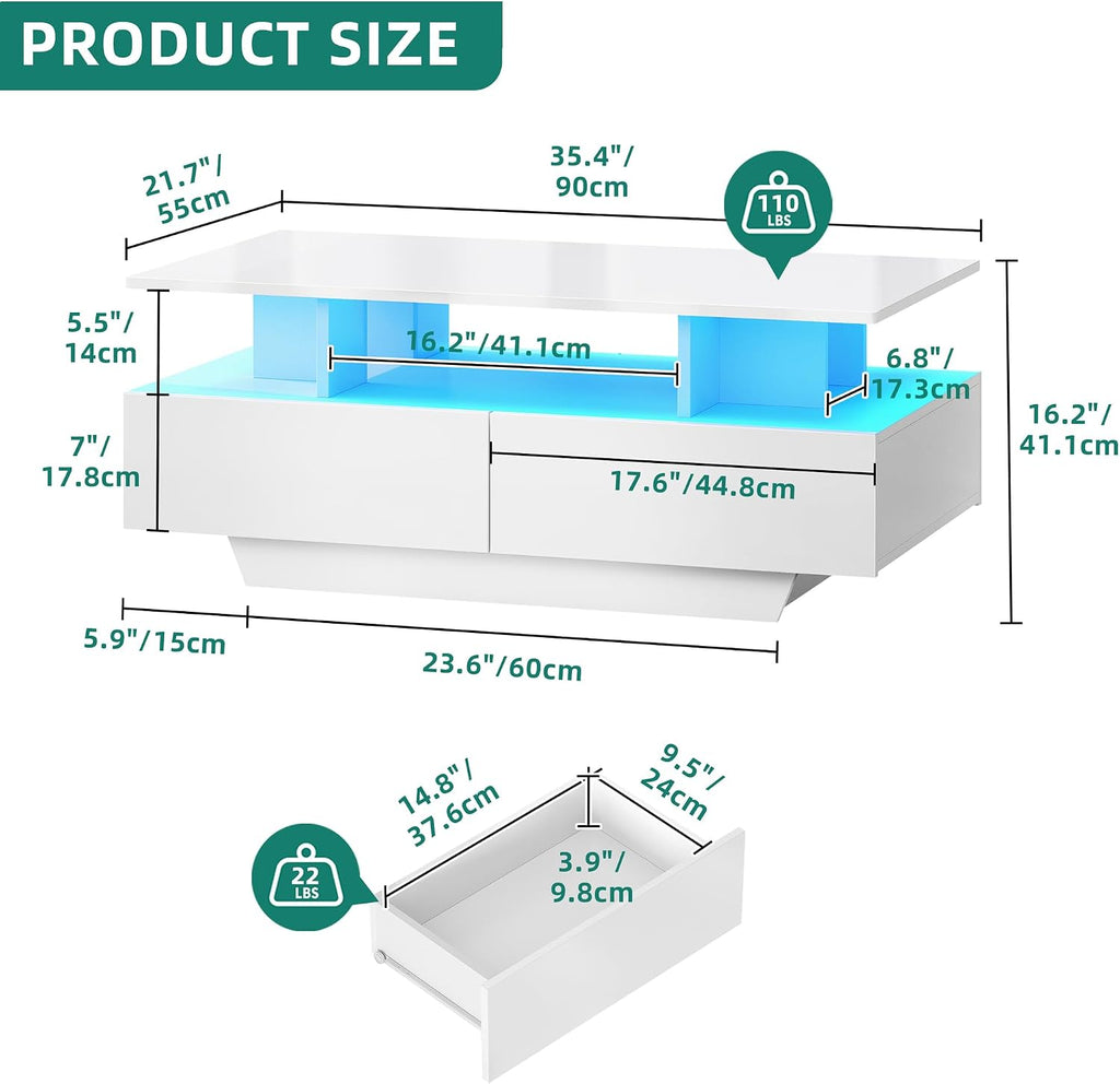 YITAHOME LED Coffee Tables for Living Room