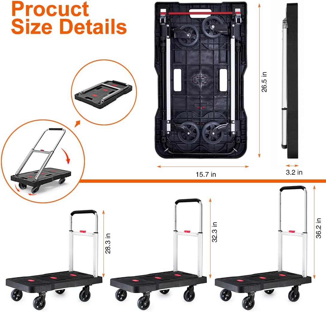 Folding Hand Truck Platform Truck 330 Lb Heavy Duty Dolly Cart