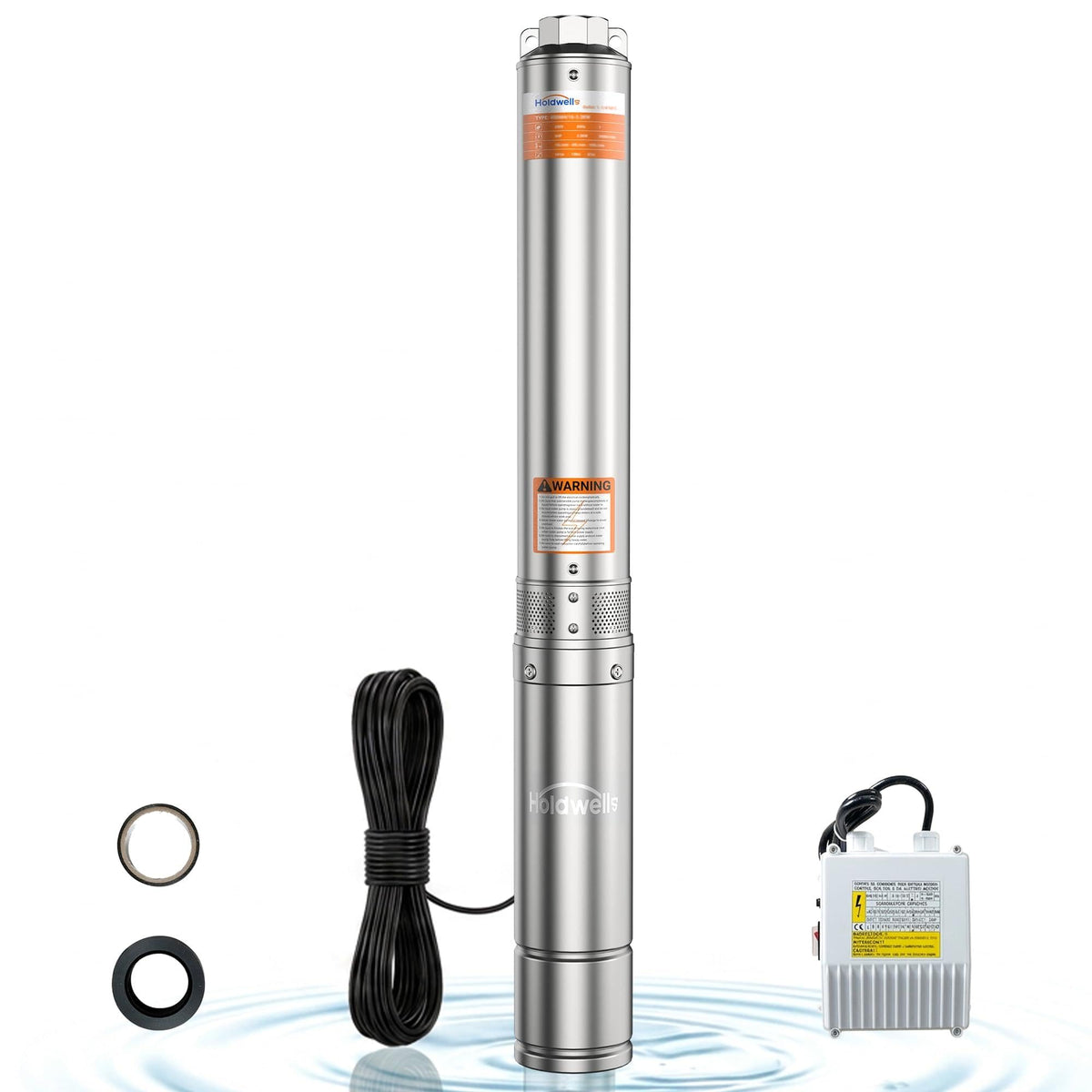 1HP Deep Well Submersible Pump 115V/60Hz, 4 Inch Stainless Steel Water Pump with 33ft Cord, 37GPM Flow 207ft Head, IP68 Waterproof Built-in Controller for Industrial, Irrigation, Home Use