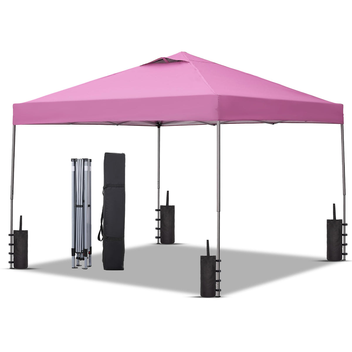 GDY 10x10FT Pop-Up Canopy Tent — with 4-Side Walls & Vented Top, Portable Outdoor Event Tent for Garden, Poolside, Parks, Parties,Camping, Pink.
