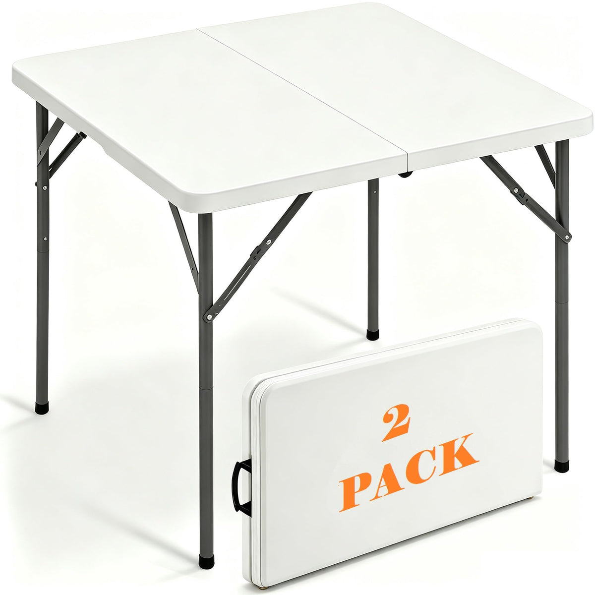 2 Pack Folding Tables 6FT Plastic Utility Foldable Tables, Black