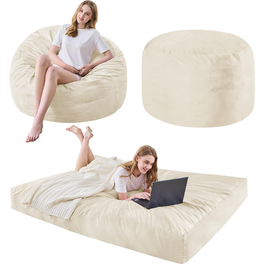 Bean Bag Chairs for Adults - Giant Bean Bag Convertible Floor Sofa