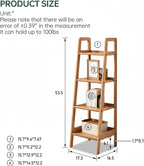 100% Solid Oak 4 Tier Ladder Shelf for Saving Space, Small Bookshelf with Stable Frame, Free Standing Ladder Shelves for Living Room Bedroom Couch(Natural,17.32" D x 16.53" W x 53.54" H)