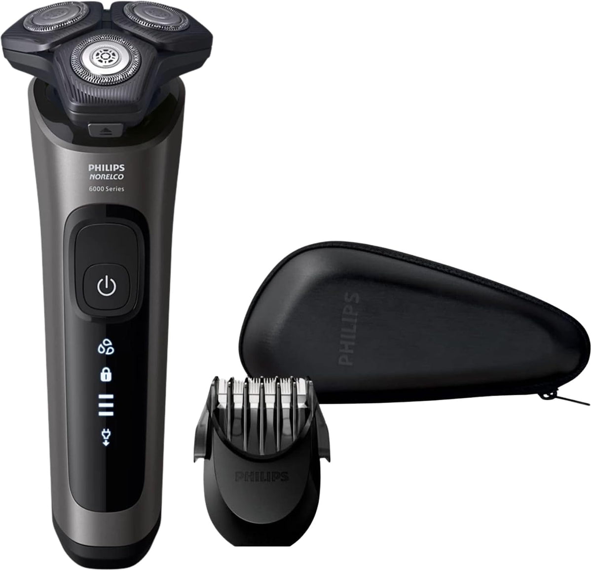Philips Norelco Electric Shaver for Men Series 6000 Wet/Dry Electric Shaver with Trimmer Attachment Rechargeable Electric Razor with Multi MultiPrecision Cutting System