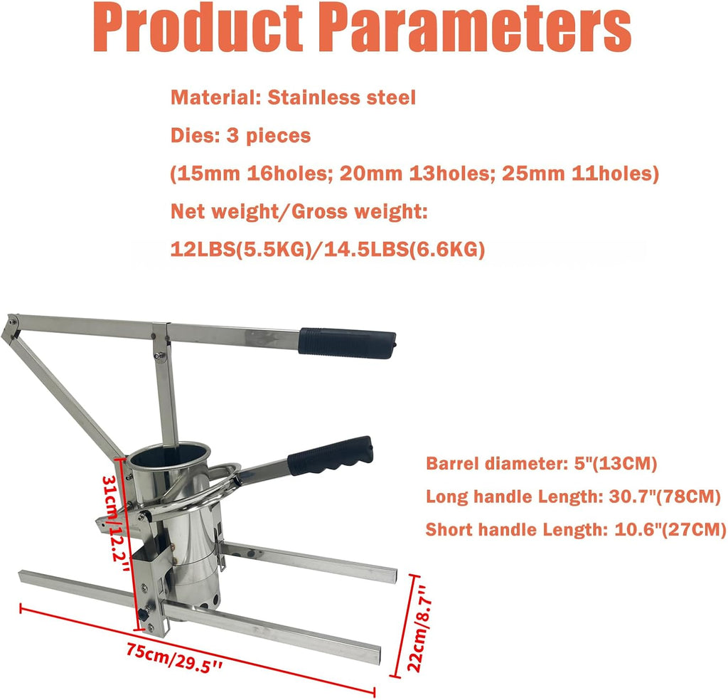 Manual Meatball Forming Machine 5" Barrel Diameter