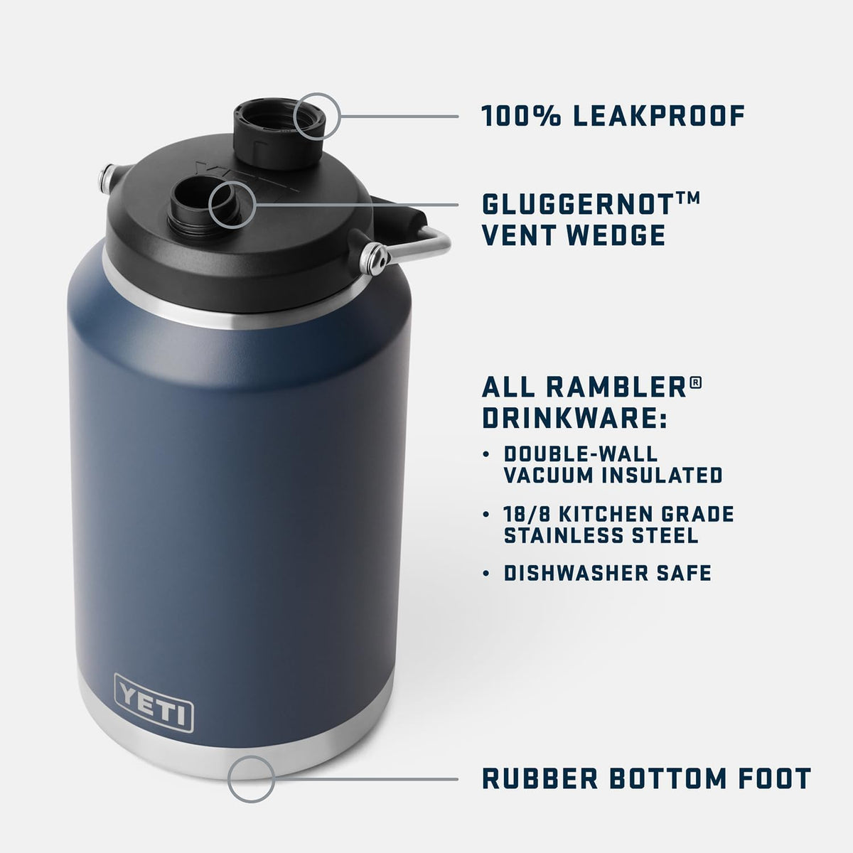 YETI Rambler Gallon Jug 2.0, Vacuum Insulated, Leakproof, Stainless Steel with MagCap, Black