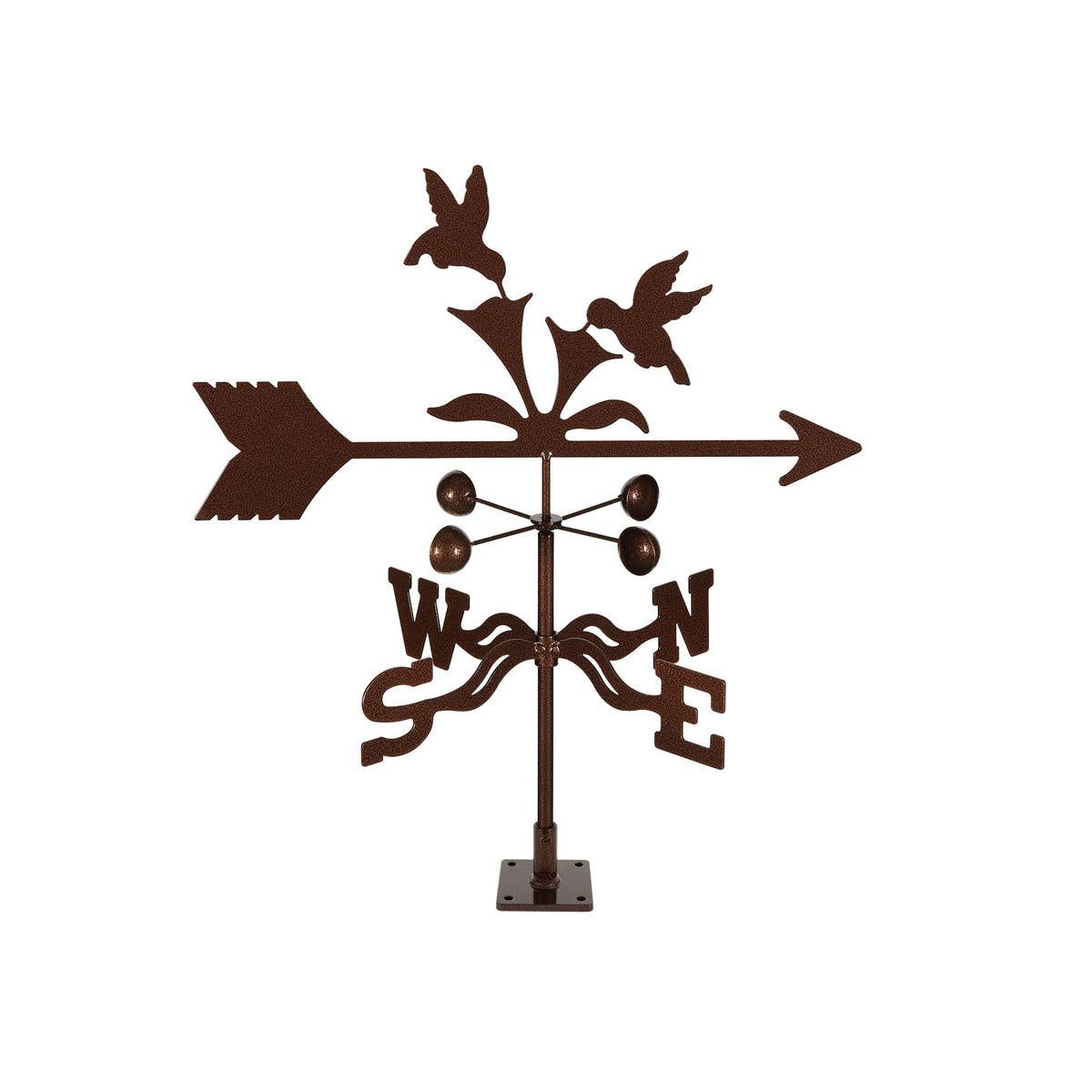 EZ Vane Steel Hummingbirds Weathervane with Wind Cups — 4-Sided Mount