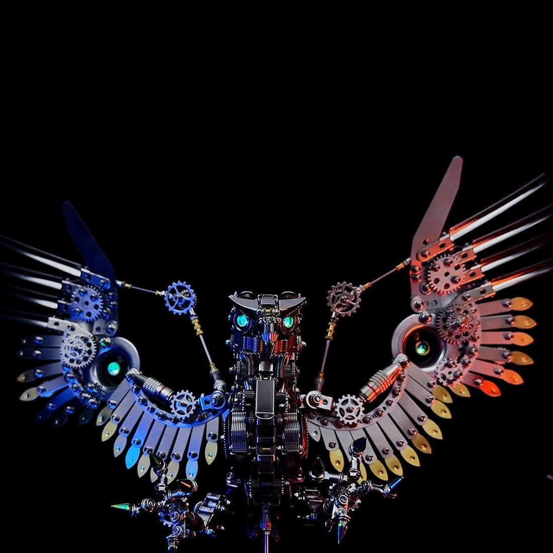 3D Metal Puzzle Raptor Model Kit, 1800PCS DIY Assemble Steampunk Mechanical Bird Model with Colorful Lights, Creative Handcrafted Metal Art Craft Desktop Display & Decoration for Adults