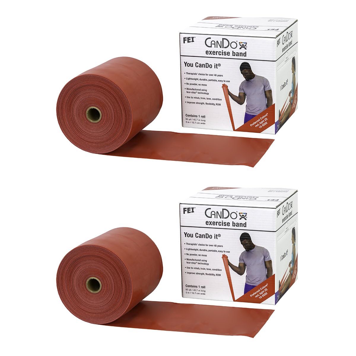CanDo Twin-Pak Exercise Band, Silver, 100 Yard