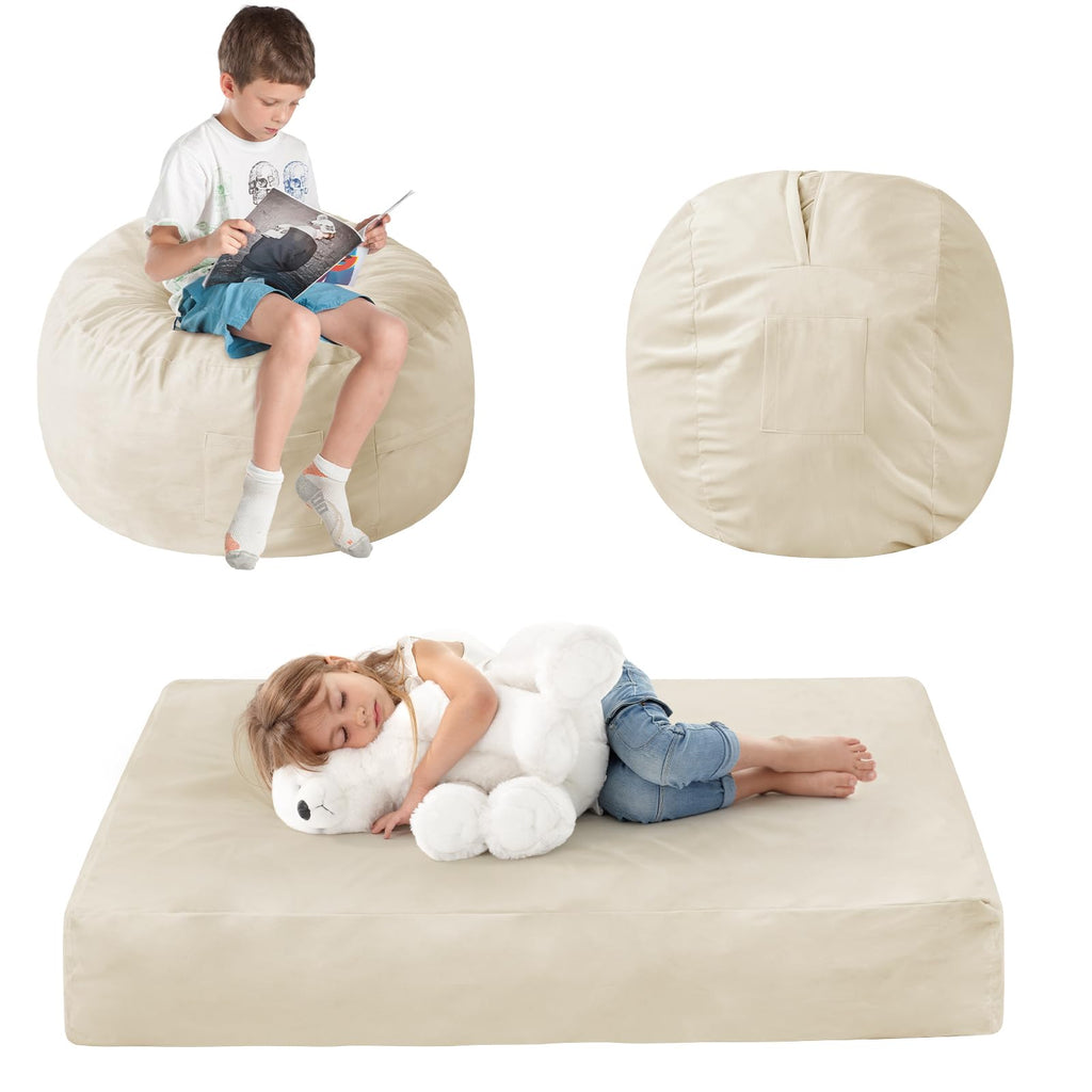 Bean Bag Chairs for Adults - Giant Bean Bag Convertible Floor Sofa