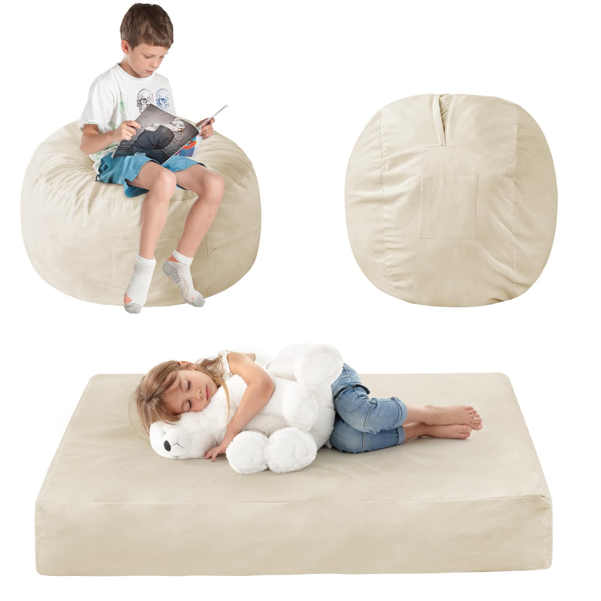 Bean Bag Chairs for Adults - Giant Bean Bag Convertible Floor Sofa
