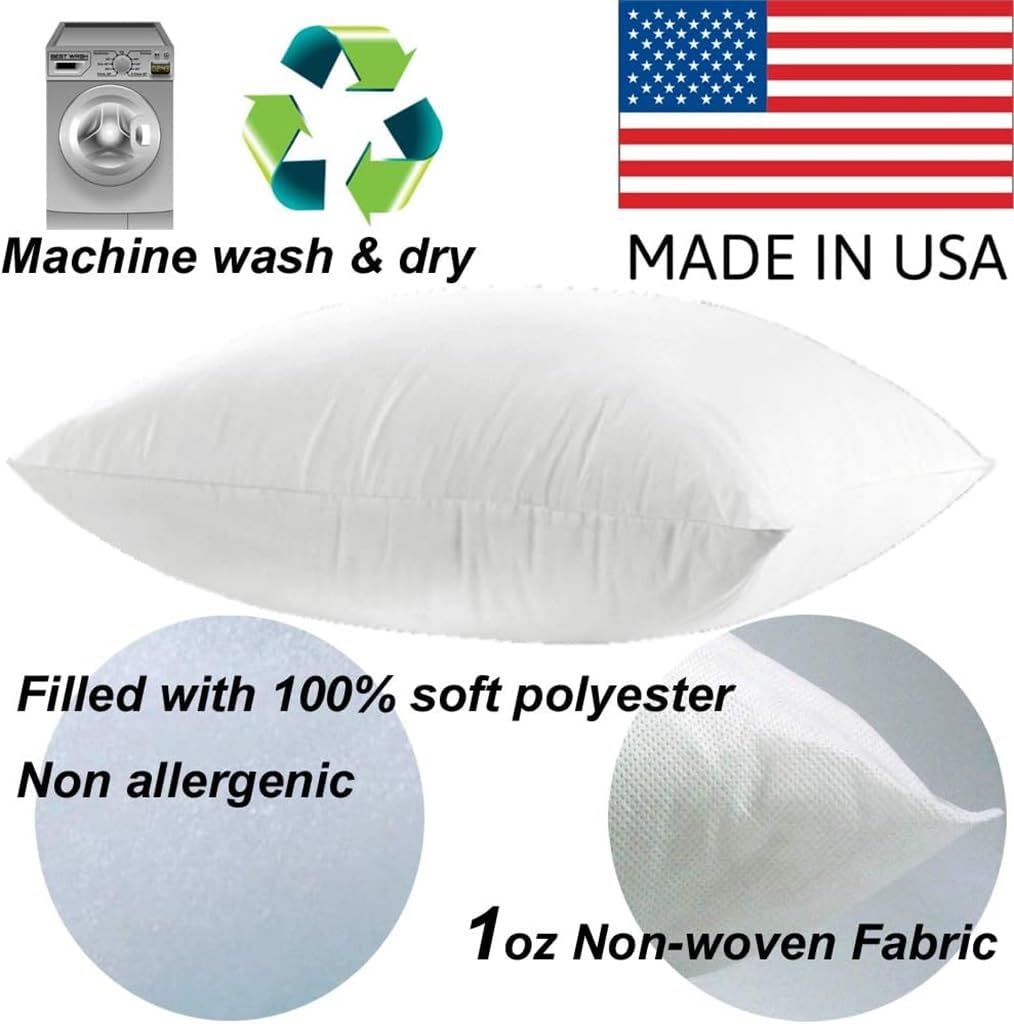 MSD 3 Pack Pillow Insert 26x26 Hypoallergenic Square Form Sham Stuffer Standard White Polyester Decorative Euro Throw Pillow Inserts for Sofa Bed - Made in USA (Set of 3) - Machine Washable and Dry