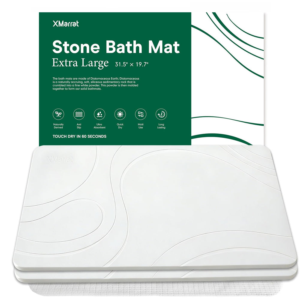 XMarrat Extra Large Stone Bath Mat for Bathroom, 2 Pack, 31.5"x19.7"