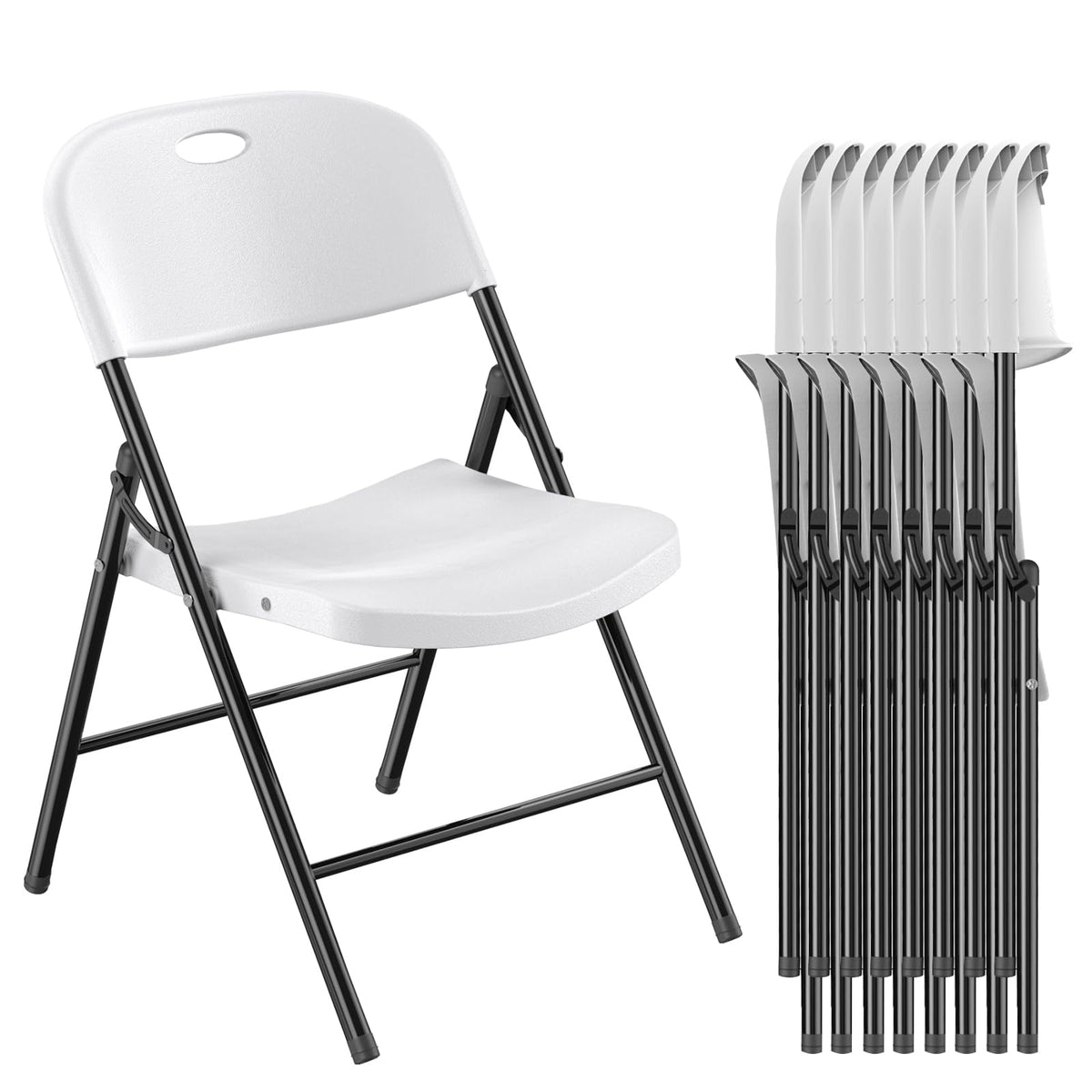 Nazhura 350 Weight Limit Heavy Duty Plastic Folding Chair with Reinforced Steel Frame for Indoor and Outdoor, Wedding, Party, Restaurant, Meeting Room, Patio and Garden