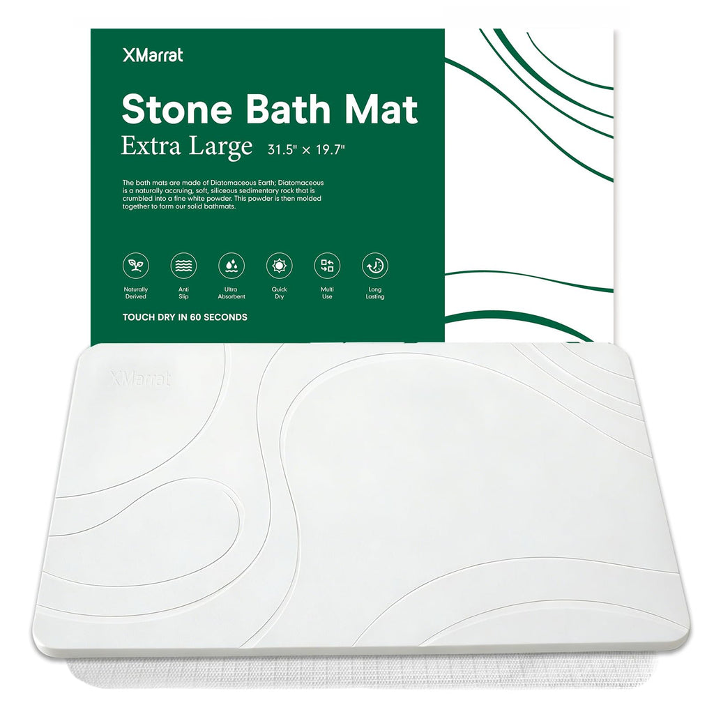 XMarrat Extra Large Stone Bath Mat for Bathroom, 2 Pack, 31.5"x19.7"