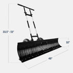 Best Choice Products 48in Heavy-Duty 2-Wheel Snow Pusher Hand Plow for Snow Removal w/Wheels, Adjustable Handle, Blade Angle - Black