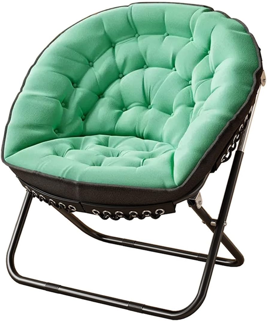 YCKEGEW Folding Papasan Chair Oversized Saucer Chair Indoor Accent Chair for Living Room,Lounge Chairs with Carbon Steel Frame,Lazy Sofa Office Chair for Home (Color : Green)