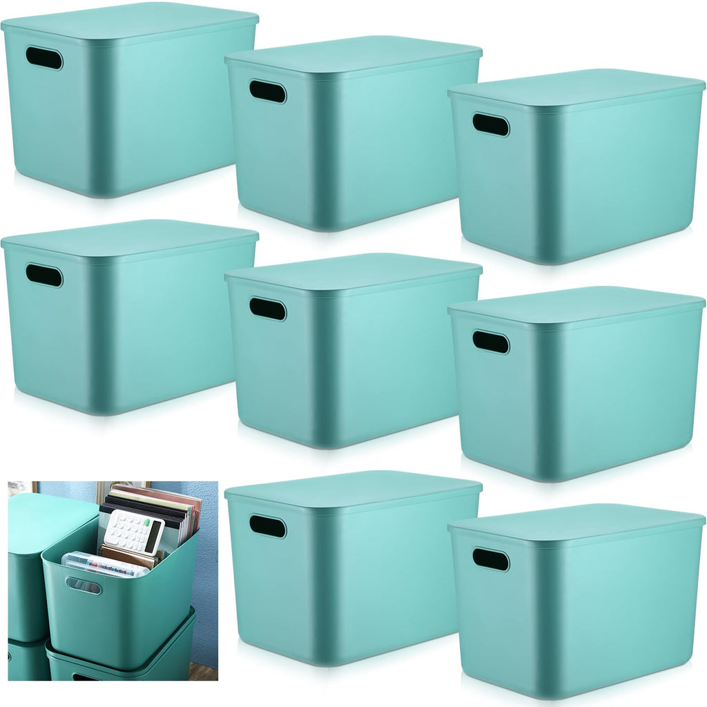 Hoolerry 8 Pieces Storage Bins, 14.2 x 10.2 x 9.5 Inch, Black