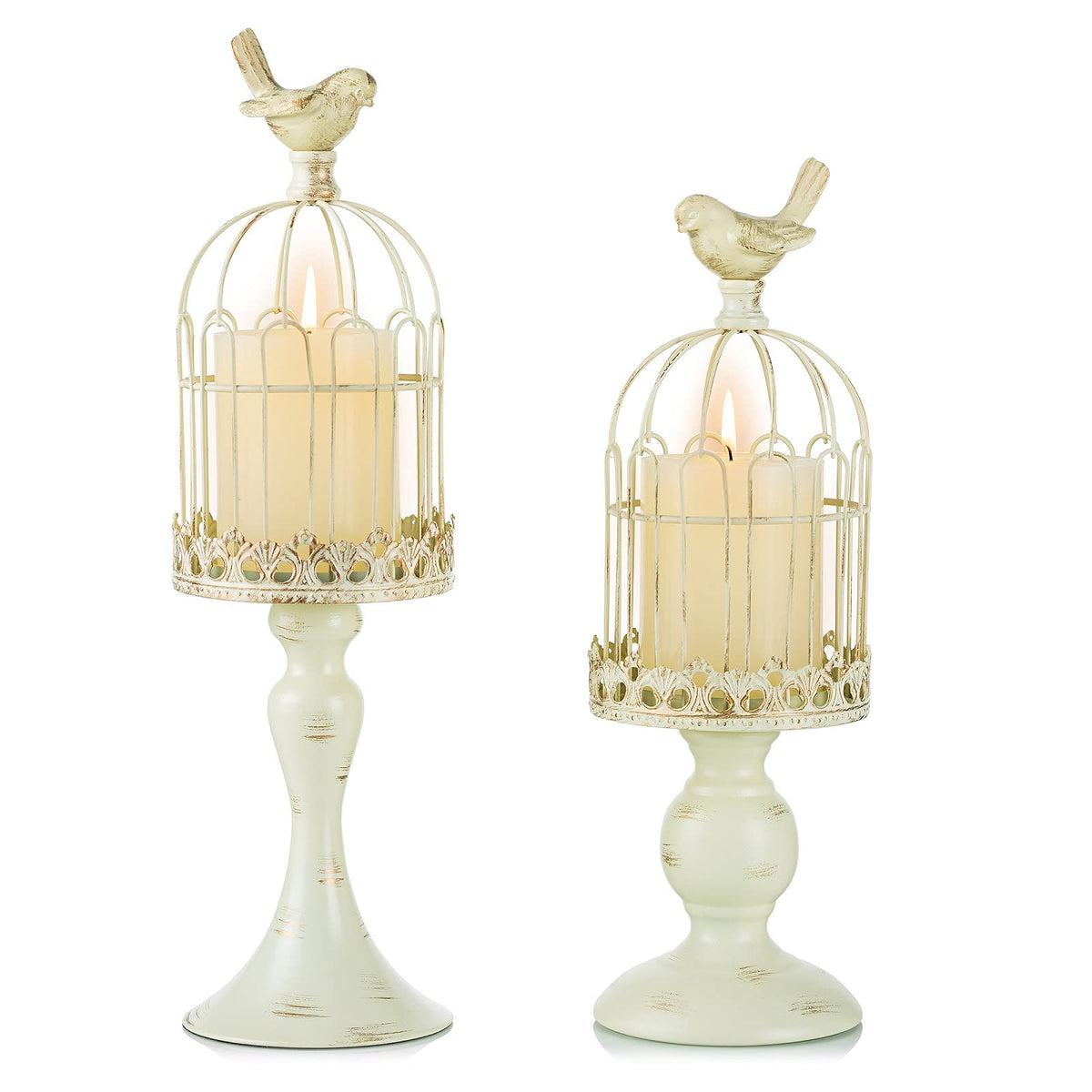 Decorative Candle Holder Bird Cage - Set of 2 Cage Lanterns for Candleholder Shabby Chic Country Home Decoration Table Centerpiece Mantel Decor-Black||style1