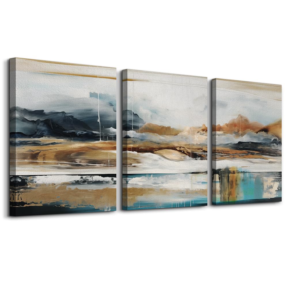 MHARTK66 Large Size Wall Art for Living Room Modern Wall Decor for Bedroom Office Decor Abstract Mountain Forest Landscapes Ink Painting 3 Piece Framed Canvas Art Prints Ready to Hang Wall Pictures