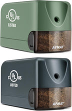 AFMAT Heavy Duty Electric Pencil Sharpener for 6.5-8mm No.2/Colored Pencils, 2 Pack (Green + Gray)