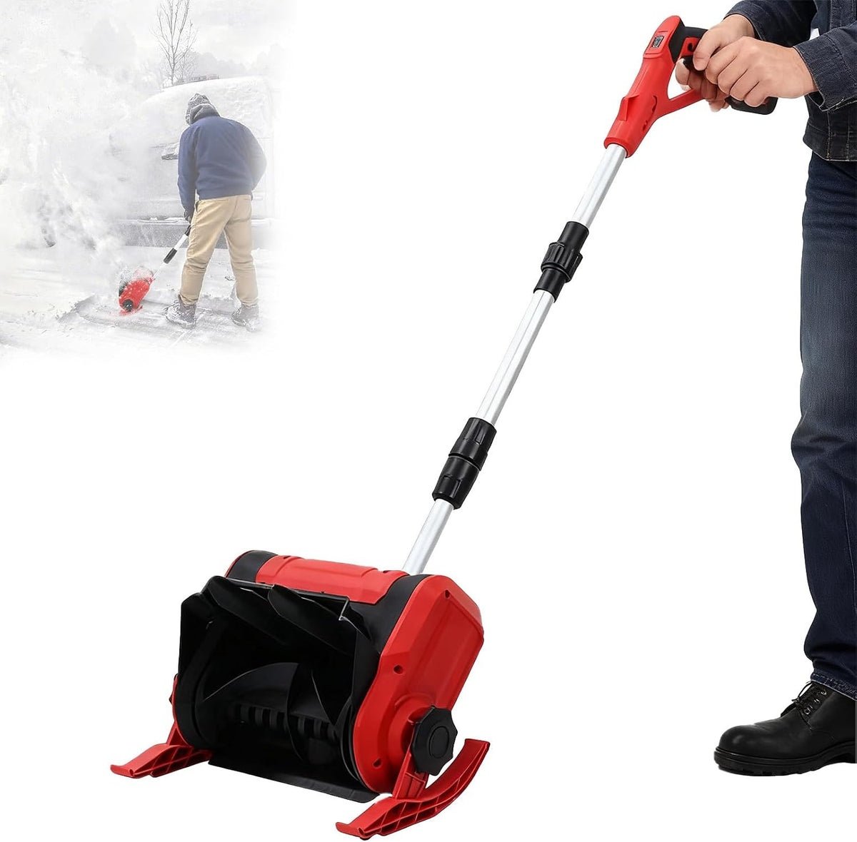 Electric Shovel with 20V Battery & 1200W Motor, Cordless Snow Shovel 32CM Clearing Width, Snow Removal Tools for Doorstep, Stairs, Driveway