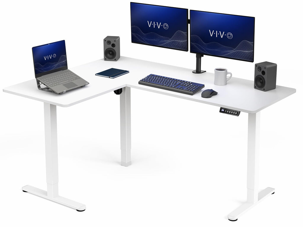 VIVO Black 63 x 55 in Corner Standing Desk, DESK-E3CTB