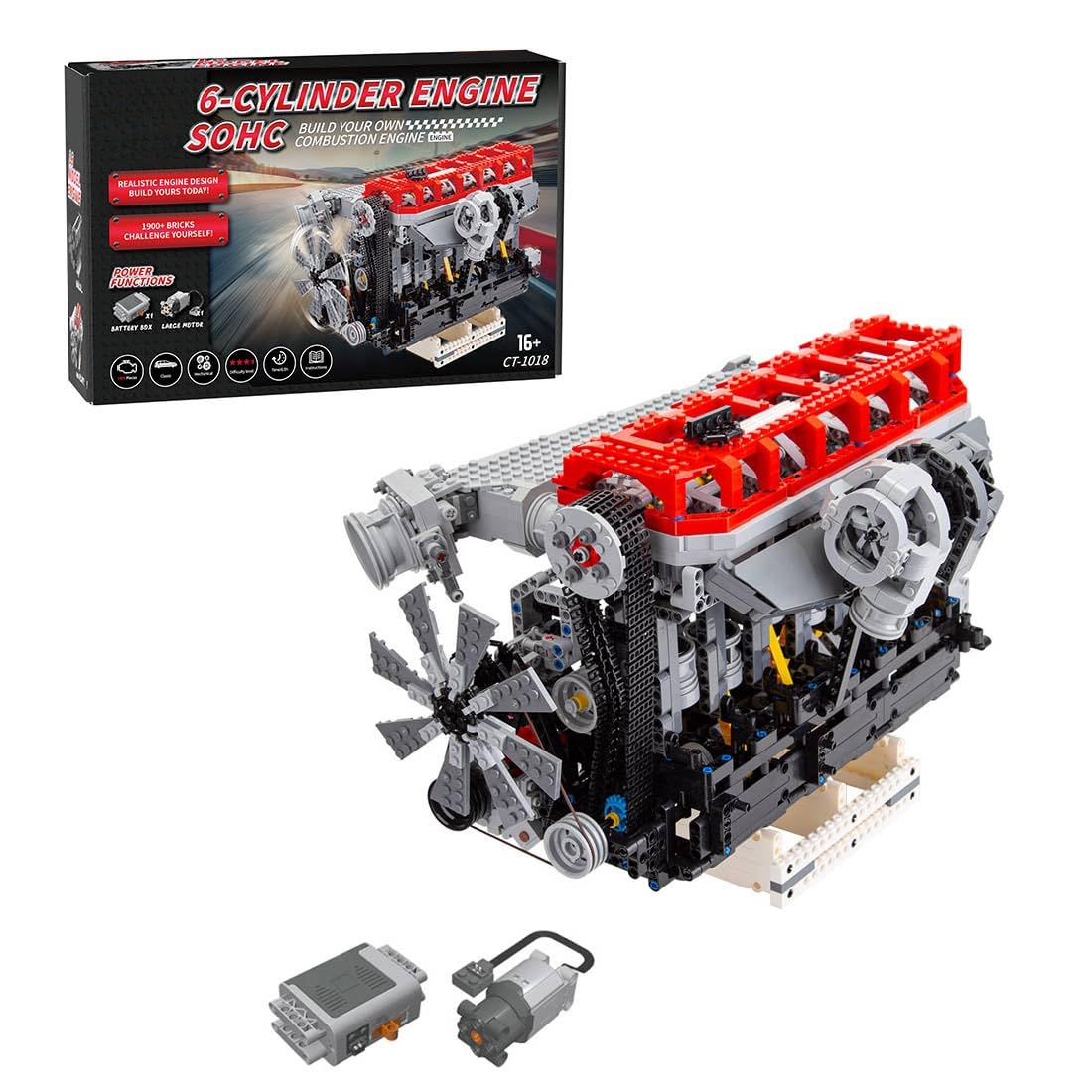 CubiMythx V-Twin OHV 8-Valve Engine Building Blocks and Construction Toy, Collectible Technology-Themed Model to Build and Display, Great Gift for Birthdays, Christmas (1653 PCS)