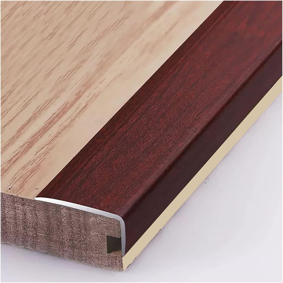 L Molding Metal Stair Steps Corner Trim Window Sill Edge Protectors, Wood Grain Finish Floor Transition Strip for Wooden Flooring/Laminate Floor (#7 50in/127cm)