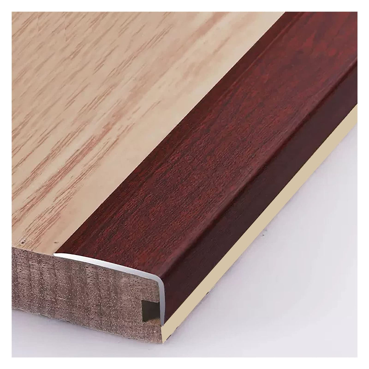 L Molding Metal Stair Steps Corner Trim Window Sill Edge Protectors, Wood Grain Finish Floor Transition Strip for Wooden Flooring/Laminate Floor (#6 35in/89cm)
