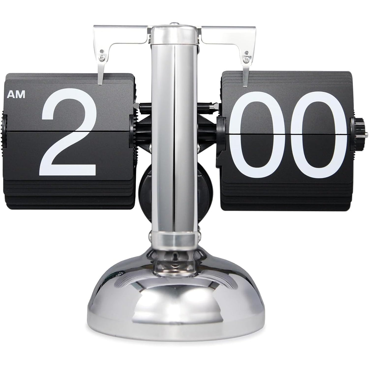 Retro Flip Clock,Auto Flip Clock, Metal Stand, Battery Powered, (Extended Length 32~65CM) for Living Room and Office Decor (Retractable Black)