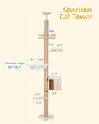 Aechonow 10.2ft Floor to Ceiling Cat Tree for Large Cats, Tall Cat Tower