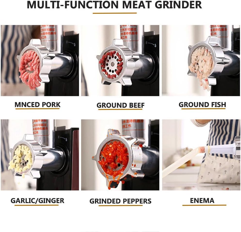 Electric Meat Grinder, Meat Mincer, Sausage Stuffer Maker, Food Grinder with Sausage, 3 Grinder Plates, Stainless Steel for Home Kitchen and Commercial Use