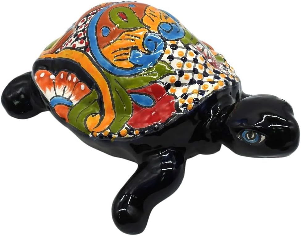 Galapagos Turtle Hand Painted Indoor Outdoor Multi Colored Figure Glazed