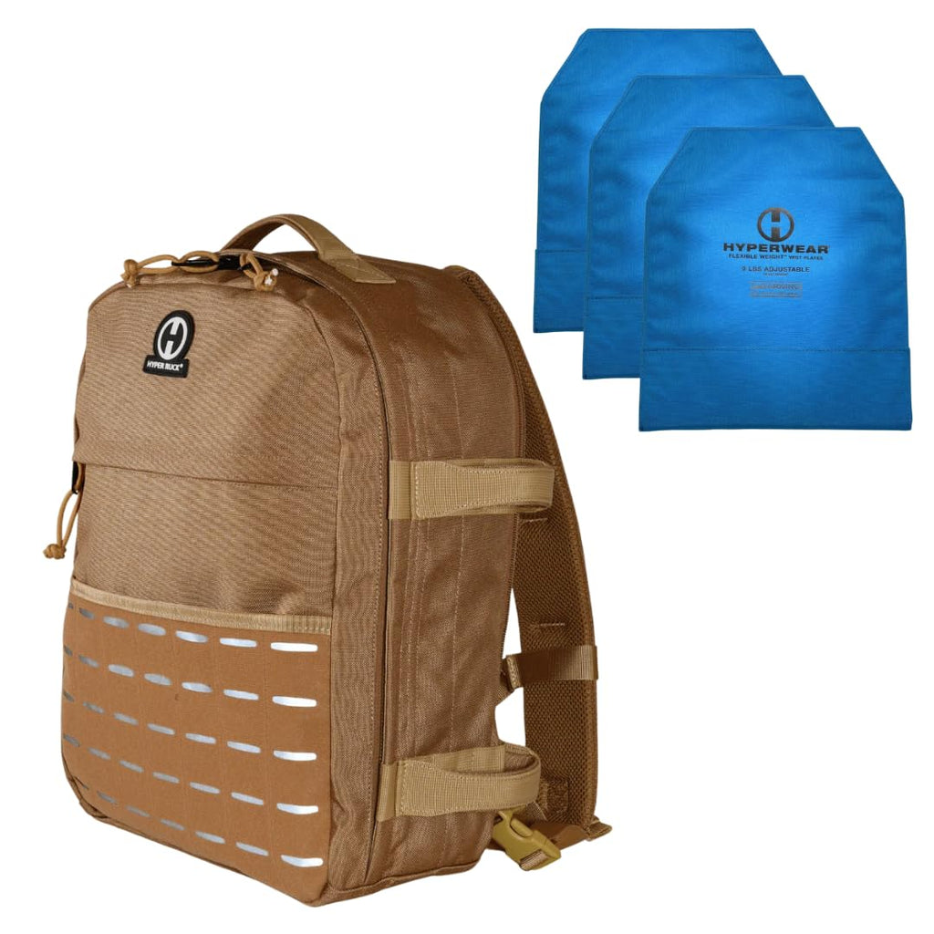HYPERWEAR® Rucking Backpack with Weights for Walking - 20L Adjustable Weighted Ruck Pack, FlexLoad Plate System