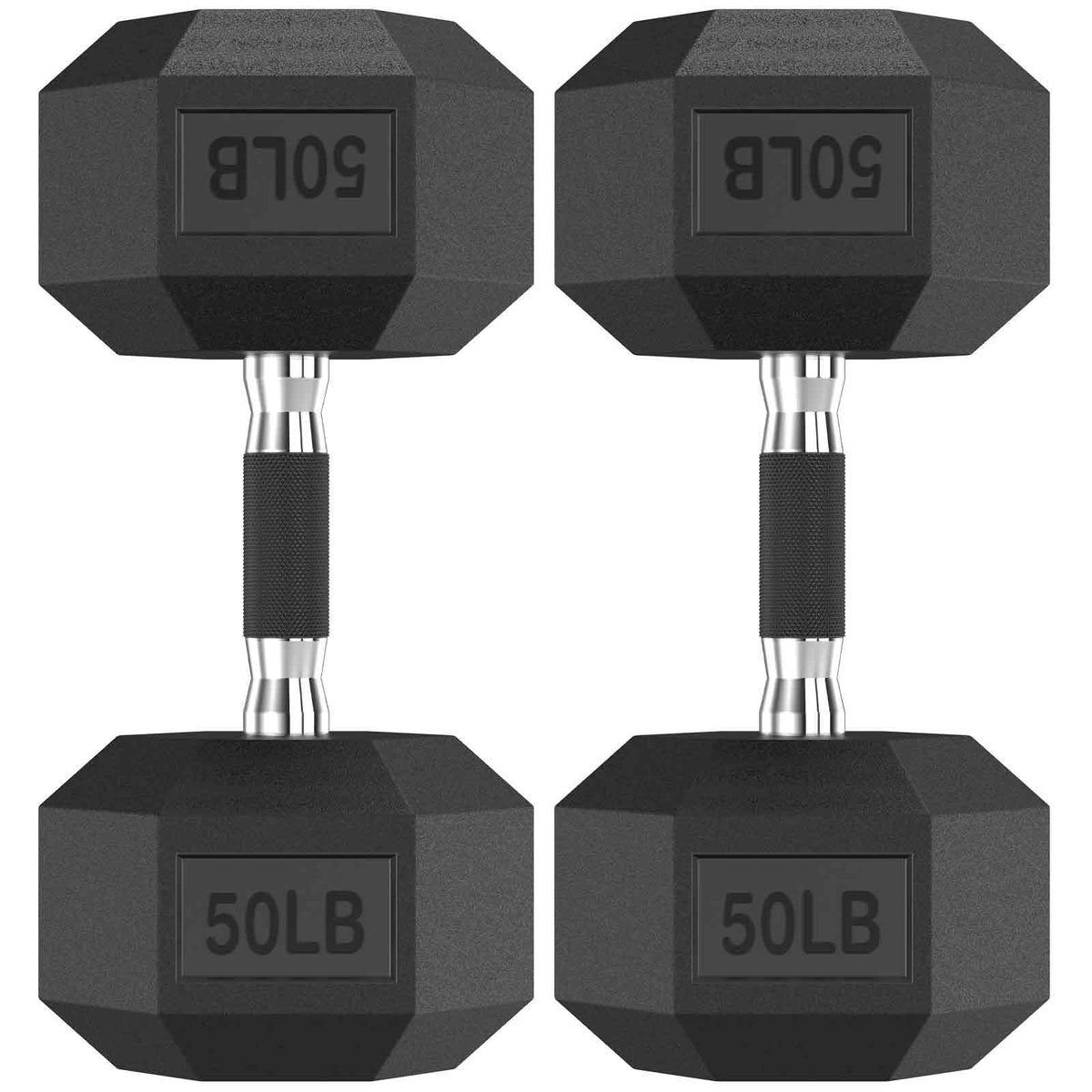 HANDBODE Hex Dumbbell Set of 2, Rubber Encased Fixed Dumbbells, 2.5-65 lb