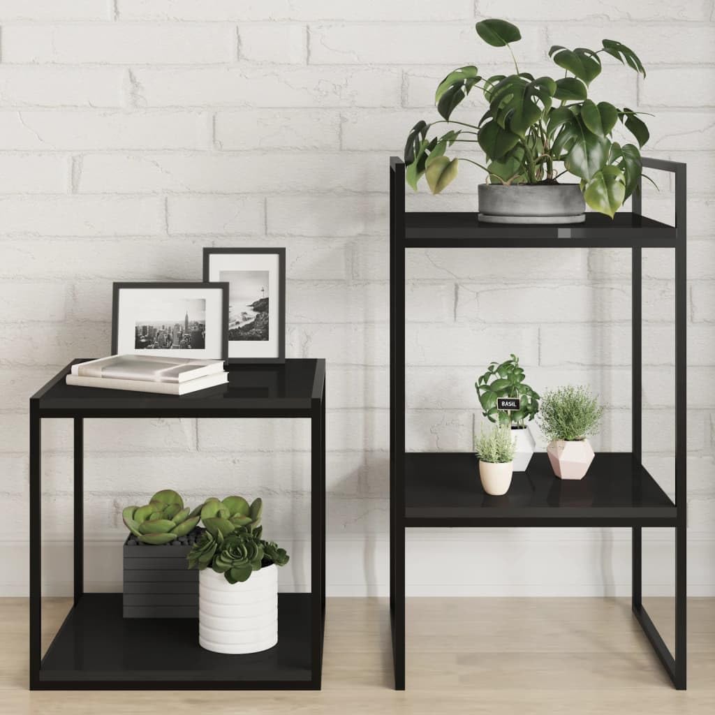 8 Pcs Wall-Mounted Shelf Boards, 15.7 x 15.7 Inch Square Bookshelf Boards, Engineered Wood Display Shelves with High Gloss Black Finish for Home Office Study Storage and Organization