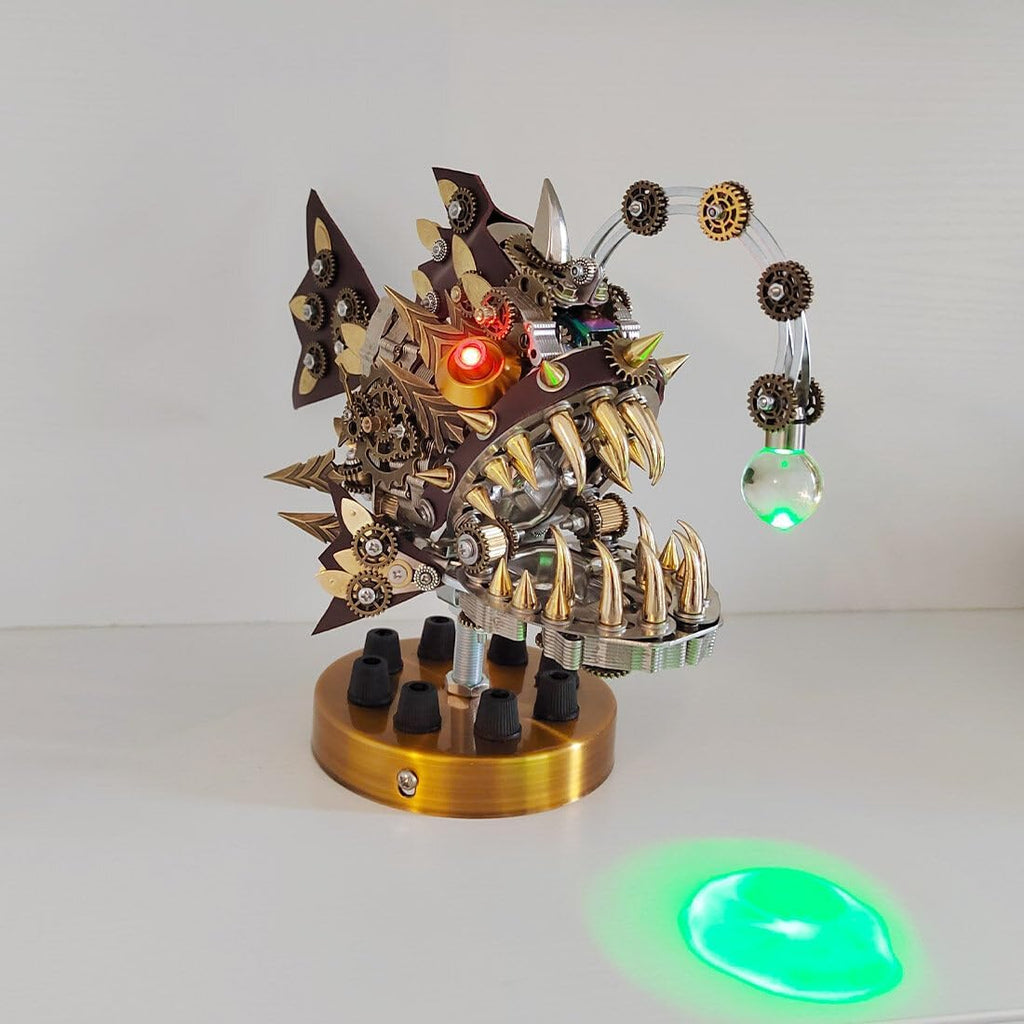3D Metal Puzzle Mechanical Lantern Fish Model Kit with Color Changing Lamp