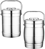 Non Magnetic Stainless Steel Double-Layer Insulation Lunch Box Bowl Drum Vacuum Bucket Convenient Rice Soup,8.0L