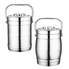 Non Magnetic Stainless Steel Double-Layer Insulation Lunch Box Bowl Drum Vacuum Bucket Convenient Rice Soup,8.0L
