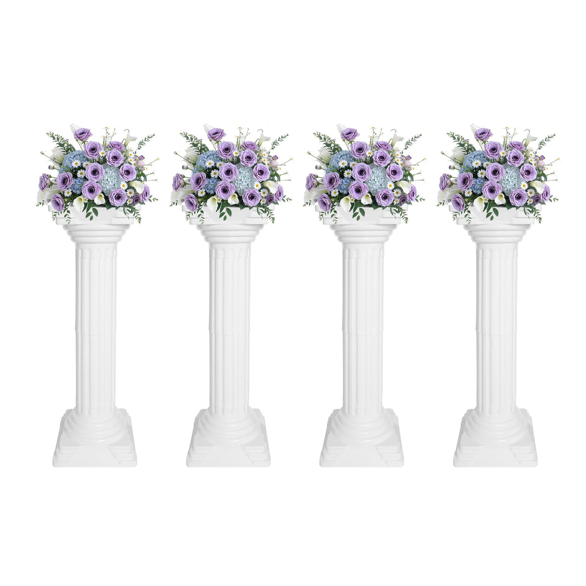 4Pcs Wedding Roman Column Pillars Set, Roman Pillar Greek Columns Elegant Wedding Event Decorative Columns Pillars Decoration Party Flower Pot Columns Decor, Capacity 110LB, 34.65"/ 88cm Tall (White)